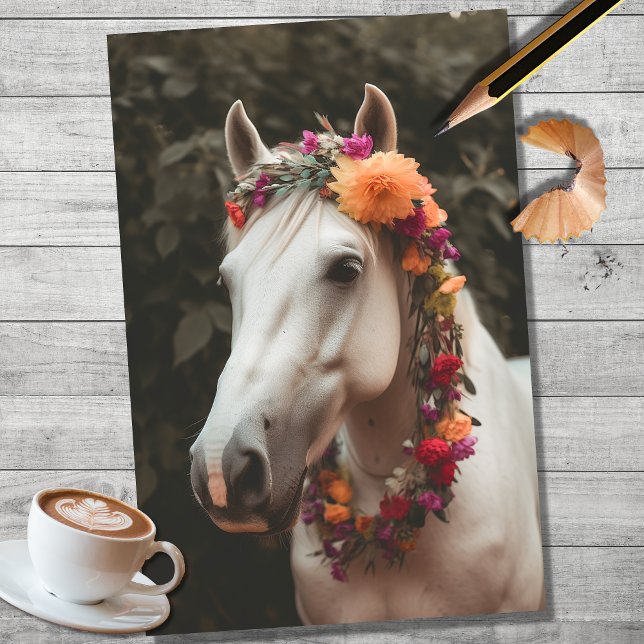 Horse with Floral Decorations 1 Decoupage Paper (Creator Uploaded)