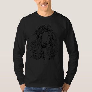 Horse with Flowers For Men Women Farmer Horses Far T-Shirt