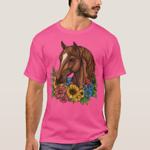 Horse With Flowers Horse And Riding T-Shirt