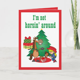Horse With Gifts and Stick Horse Cowgirl  Card