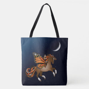 Horse with Monarch Butterfly Wings and Moon Tote Bag