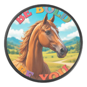 Horse with Motivational Quote Hockey Puck