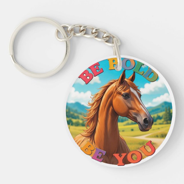 Horse with Motivational Quote Key Ring (Front)