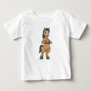 Horse with Mug of Orange juice Baby T-Shirt