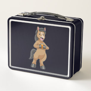 Horse with Mug of Orange juice Metal Lunch Box