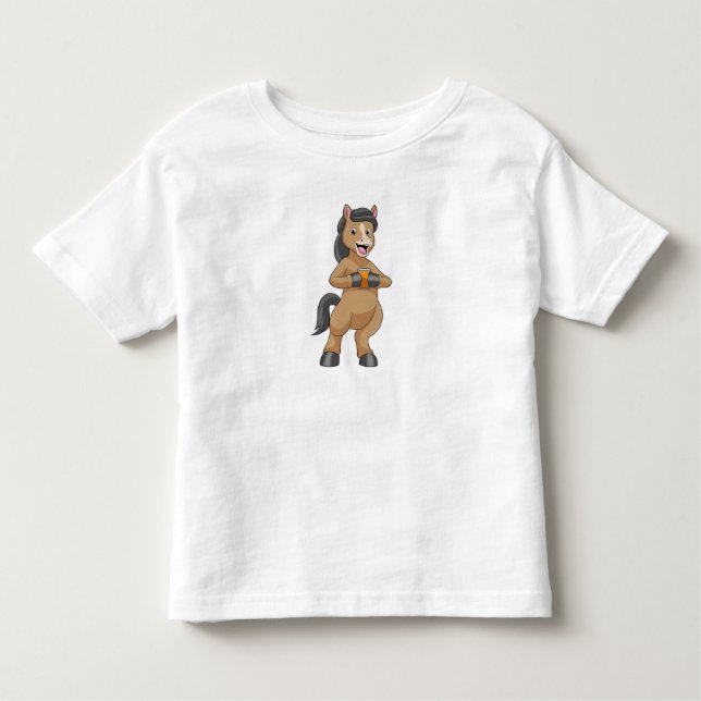 Horse with Mug of Orange juice Toddler T-Shirt (Front)