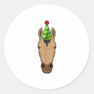 Horse with Party hat Classic Round Sticker
