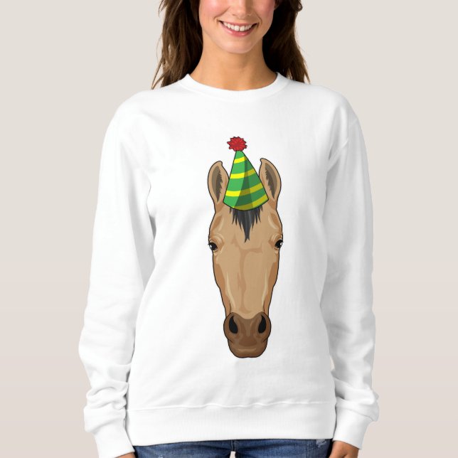 Horse with Party hat Sweatshirt (Front)