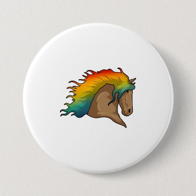 Horse with Rainbow Hairs 7.5 Cm Round Badge (Front)