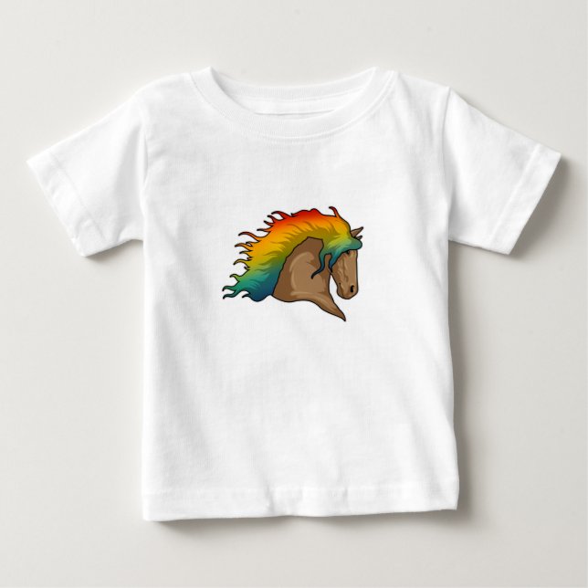 Horse with Rainbow Hairs Baby T-Shirt (Front)