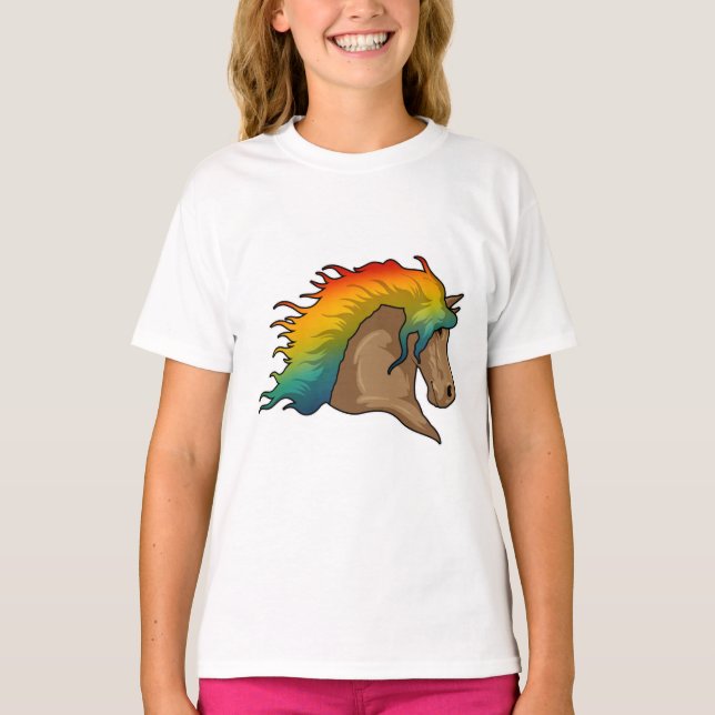 Horse with Rainbow Hairs T-Shirt (Front)