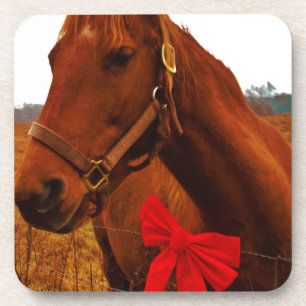 Horse with Red Bow Coaster