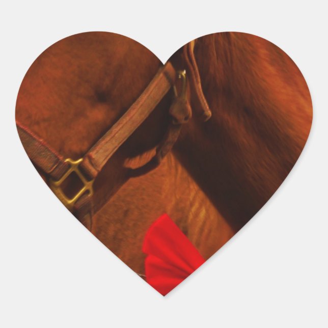 Horse with Red Bow Heart Sticker (Front)