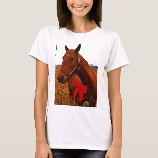 Horse with Red Bow T-Shirt (Front)