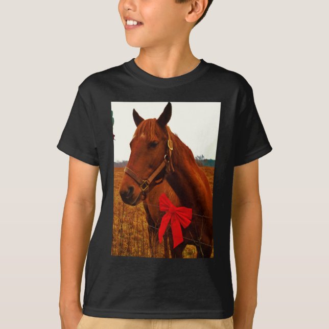 Horse with Red Bow T-Shirt (Front)