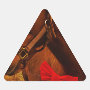 Horse with Red Bow Triangle Sticker