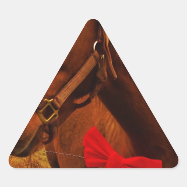 Horse with Red Bow Triangle Sticker (Front)