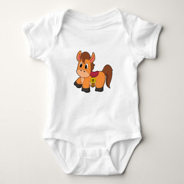 Horse with Saddle Baby Bodysuit (Front)