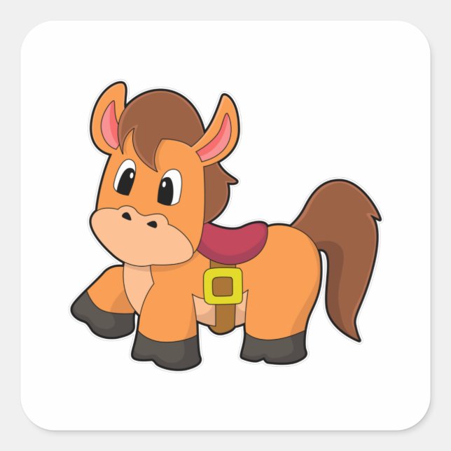 Horse with Saddle Square Sticker (Front)