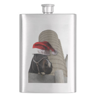 Horse with Santa Hat Hip Flask