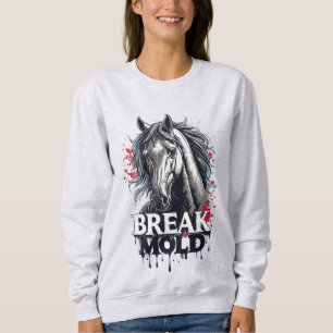 Horse With Splash Art, Bold Typography Sweatshirt