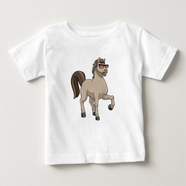 Horse with Sunglasses Baby T-Shirt (Front)