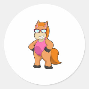 Horse with Sunglasses Classic Round Sticker