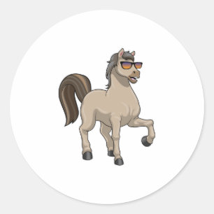 Horse with Sunglasses Classic Round Sticker