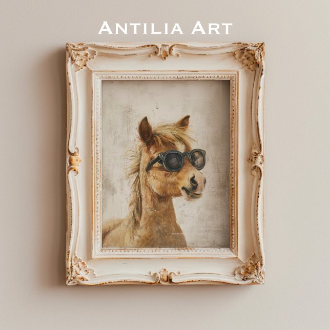 Horse with Sunglasses Painting Whimsical Art Poster (Creator Uploaded)
