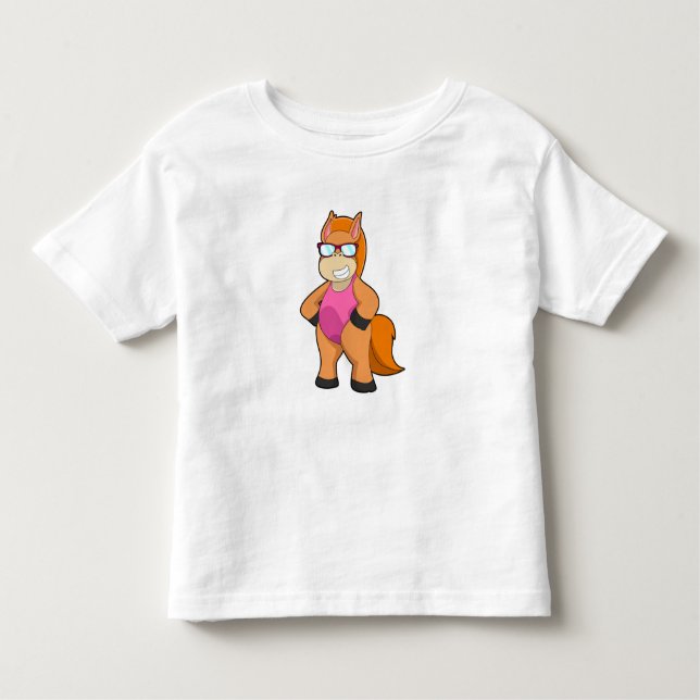 Horse with Sunglasses Toddler T-Shirt (Front)