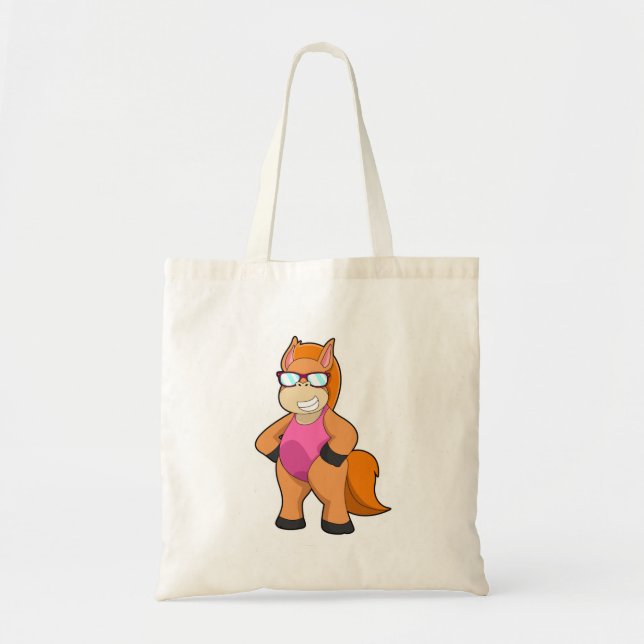 Horse with Sunglasses Tote Bag (Front)