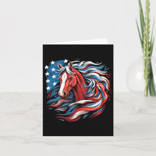Horse With Usa Flag Horseback Riding Equestrian Wo Card