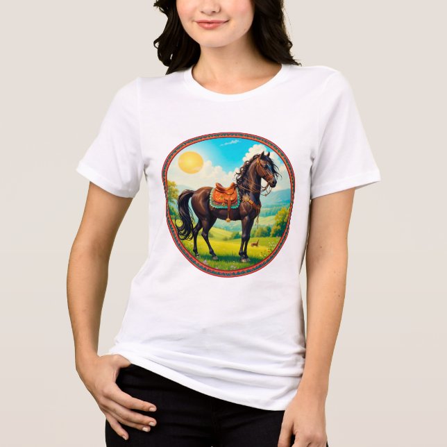 Horse With Vibrant Background Tri-Blend Shirt (Front)