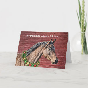 Horse With Wreath Christmas Card