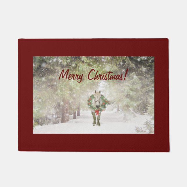 HORSE WITH WREATH HOLIDAY DOORMAT 18" x 24" (Front)