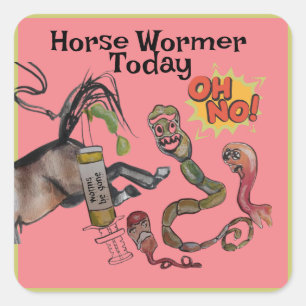 horse wormer  square sticker