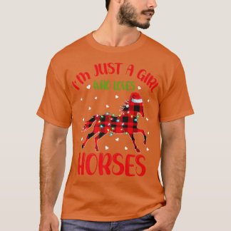 Horse Xmas Lights Family Matching Red Plaid Horse  T-Shirt