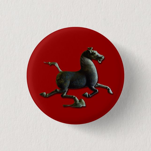 Horse Year Chinese Astrology Zodiac Sign Button (Front)