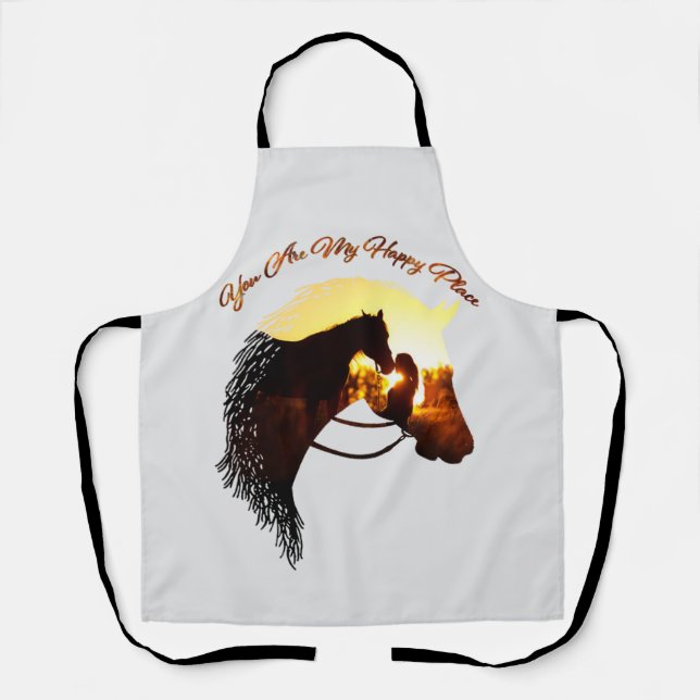 Horse You Are My Happy Place Horse Lover Female Apron (Front)