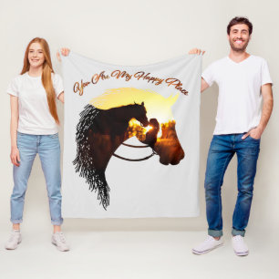 Horse You Are My Happy Place Horse Lover Female Fleece Blanket