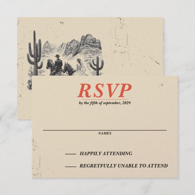 Horseback Canyon Couple RSVP Card (Front/Back)