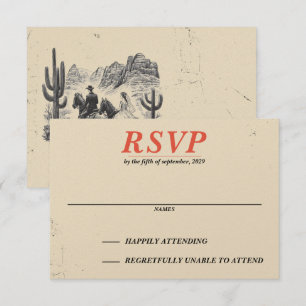 Horseback Canyon Couple RSVP Card