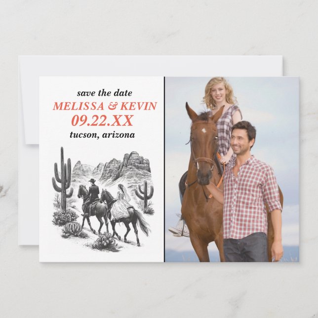 Horseback Canyon Couple Save the Date (Front)