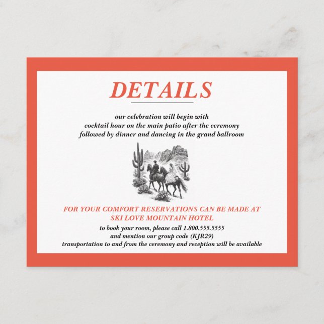 Horseback Canyon Couple Wedding Enclosure Card (Front)