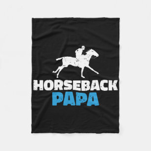 Horseback Papa Horse Riding  Fleece Blanket