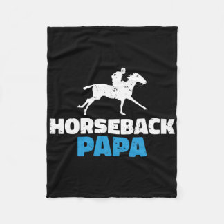 Horseback Papa Horse Riding Fleece Blanket