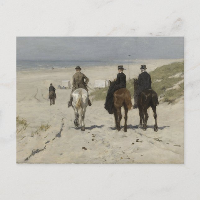 Horseback Ride along the Beach - Art Postcard (Front)