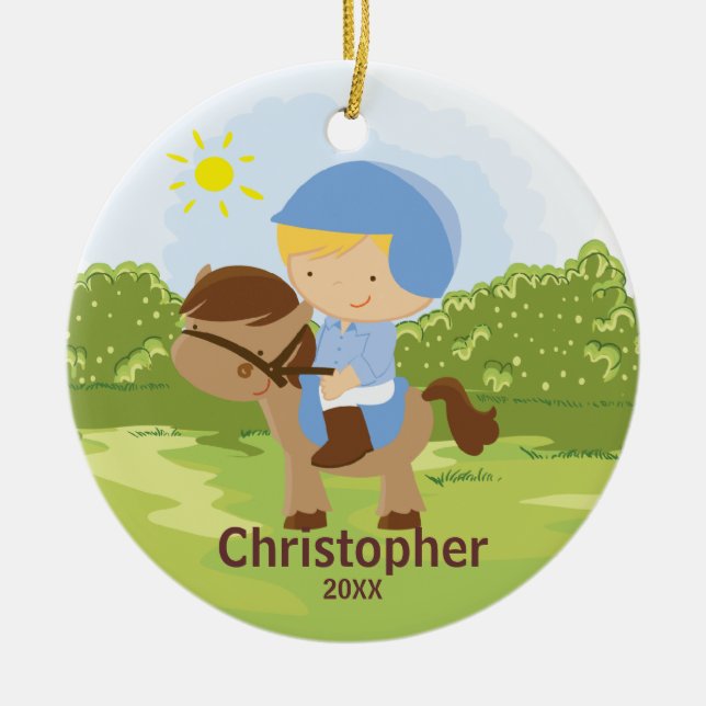 Horseback Rider Boy Christmas Ornament (Front)
