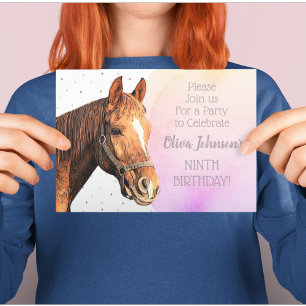 Horseback Riding Birthday Party Animal Pretty Pink Invitation