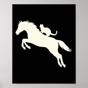 Horseback Riding Cat Silhouette For Animal Lovers  Poster